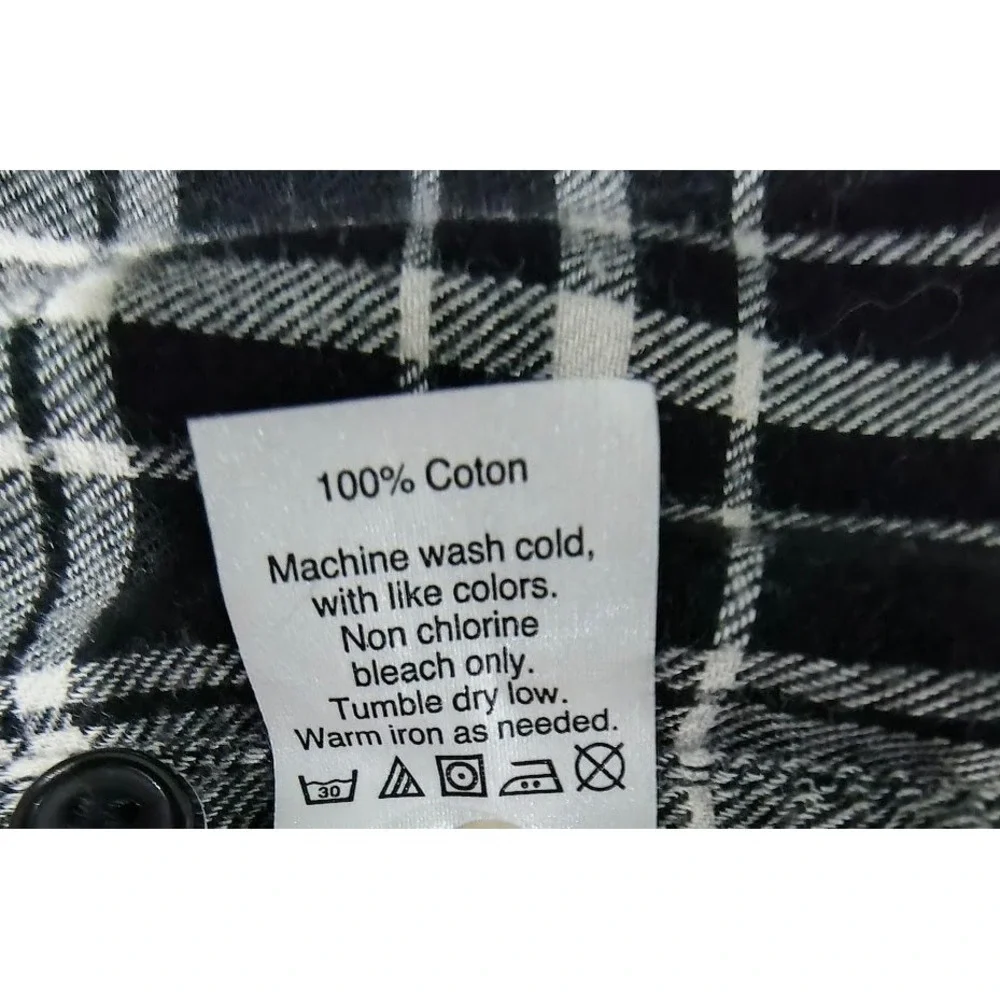 J. Crew Plaid Tunic Shirt Dress Black White Long Sleeve Pockets‎ Size Medium